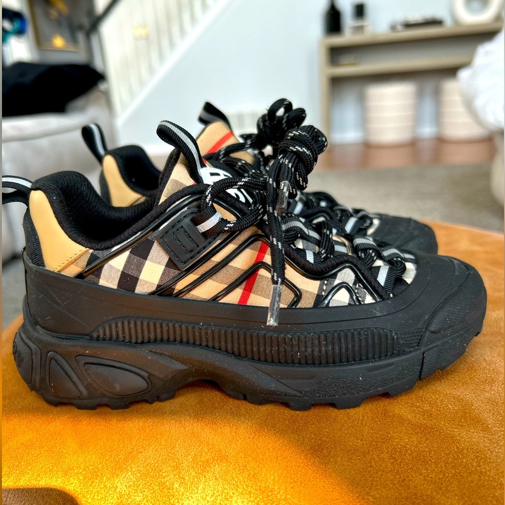 Burberry Kids Beige & Black Vintage Check Sneakers